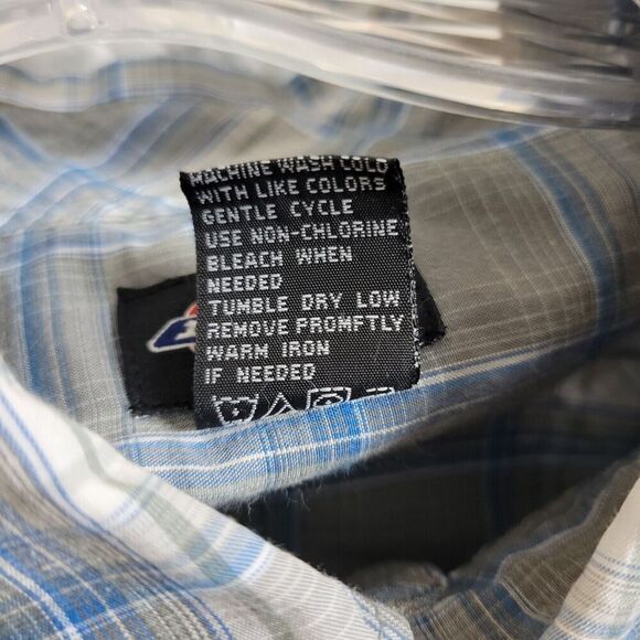 Dickies Shirt Mens XL Gray Plaid Pearl Snap Western Cowboy Rodeo Short Sleeve - Picture 10 of 11